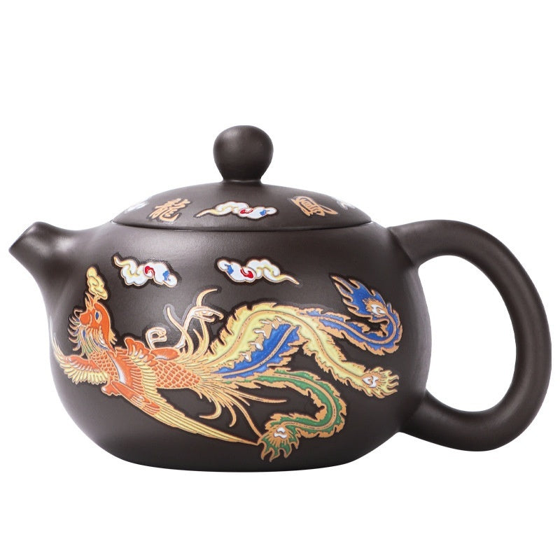 METAMORPHOSIS color-changing dragon & phoenix Xi Shi purple clay teapot.