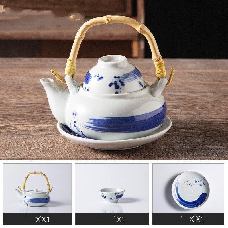 FULL ON TEA TIME ceramic pot + cup + saucer set.