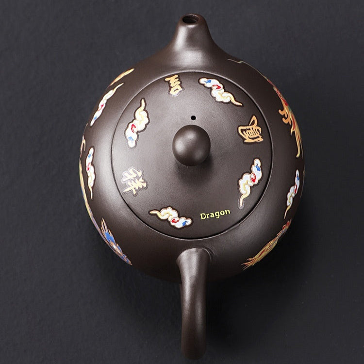 METAMORPHOSIS color-changing dragon & phoenix Xi Shi purple clay teapot.
