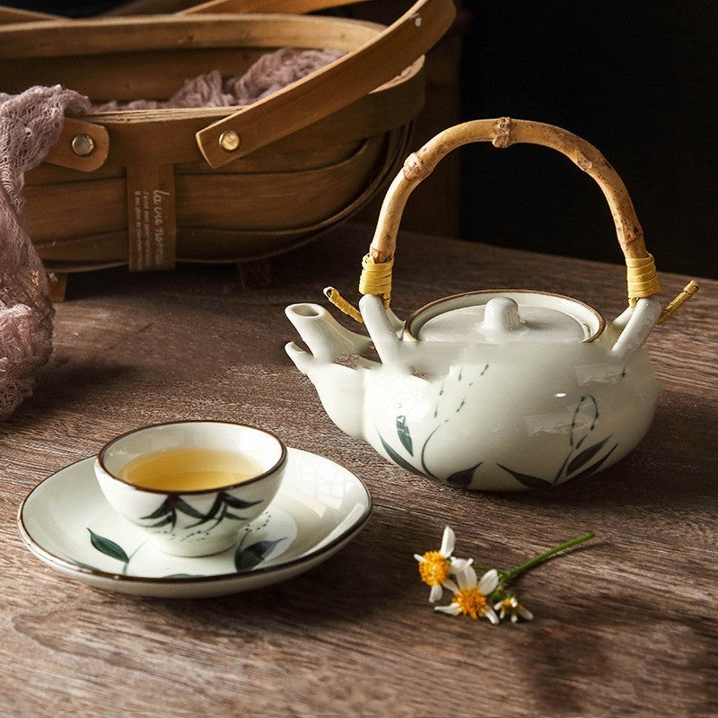 FULL ON TEA TIME ceramic pot + cup + saucer set.