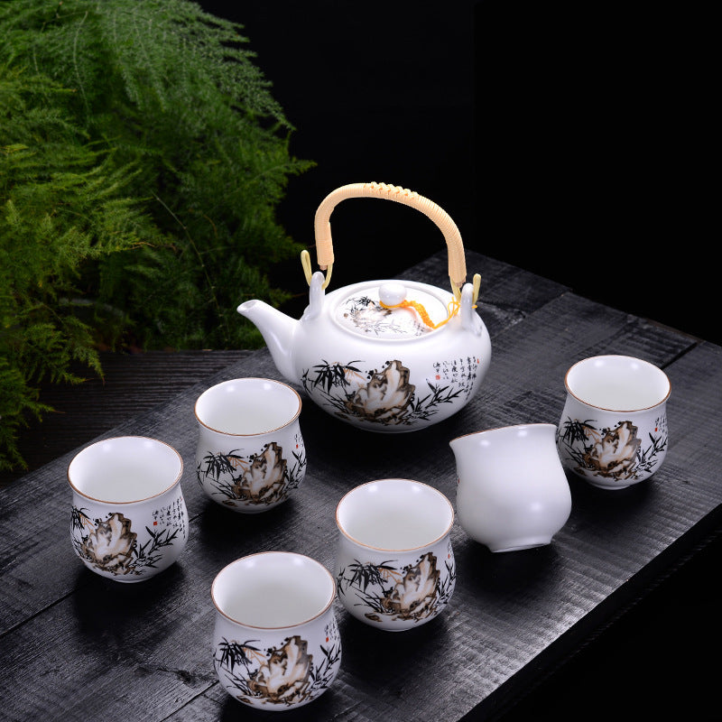 SHARI-TEA 6 ceramic cups + pot set.