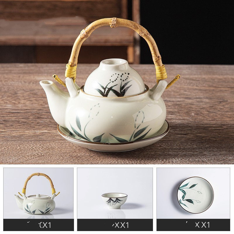 FULL ON TEA TIME ceramic pot + cup + saucer set.