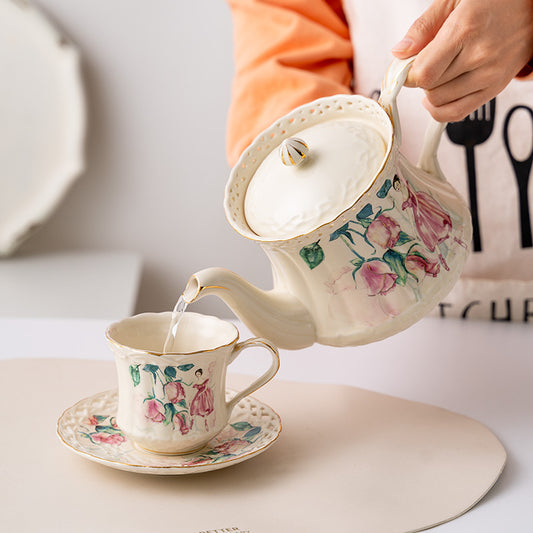 VINTAGE FRENCH LACE cup + saucer / teapot.