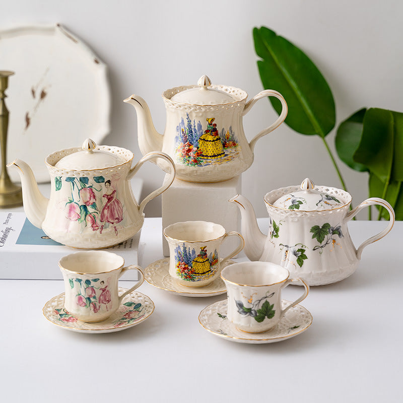 VINTAGE FRENCH LACE cup + saucer / teapot.