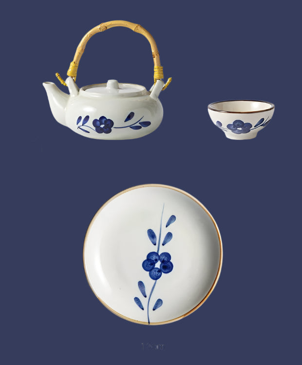 FULL ON TEA TIME ceramic pot + cup + saucer set.